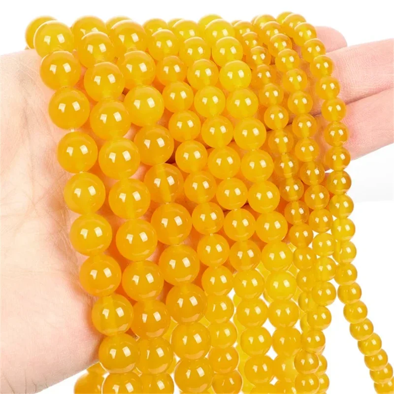 

Natural Stone Beads yellow agate beads For Jewelry Making DIY Bracelet 4 6 8 10mm