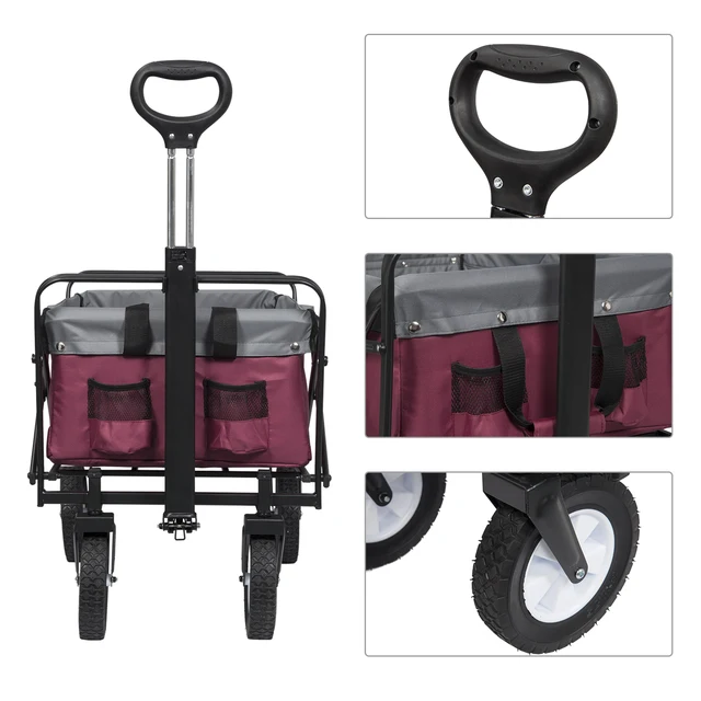 Összecsukható Kerti Kocsi Szerszám Kézi Szállítási 4 Kerekes Kempingbe Bevásárló Tengerparti Outputok 80 Kg -Os Töltés - Image 4