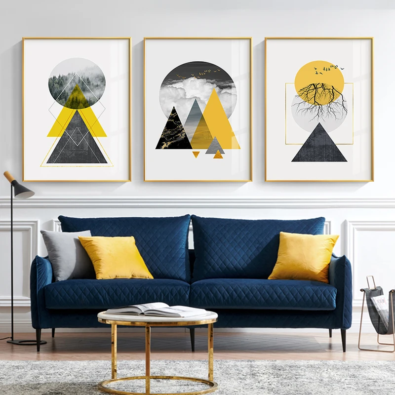 

Американский ретро геометрический постер и печать желтые настенные постеры в скандинавском стиле художественные картины на холсте декоративные принты для гостиной