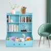 Children's Toy Bookcase, Blue PVC Storage Shelf with Multiple Compartments, for Organizing Books and Toys 4
