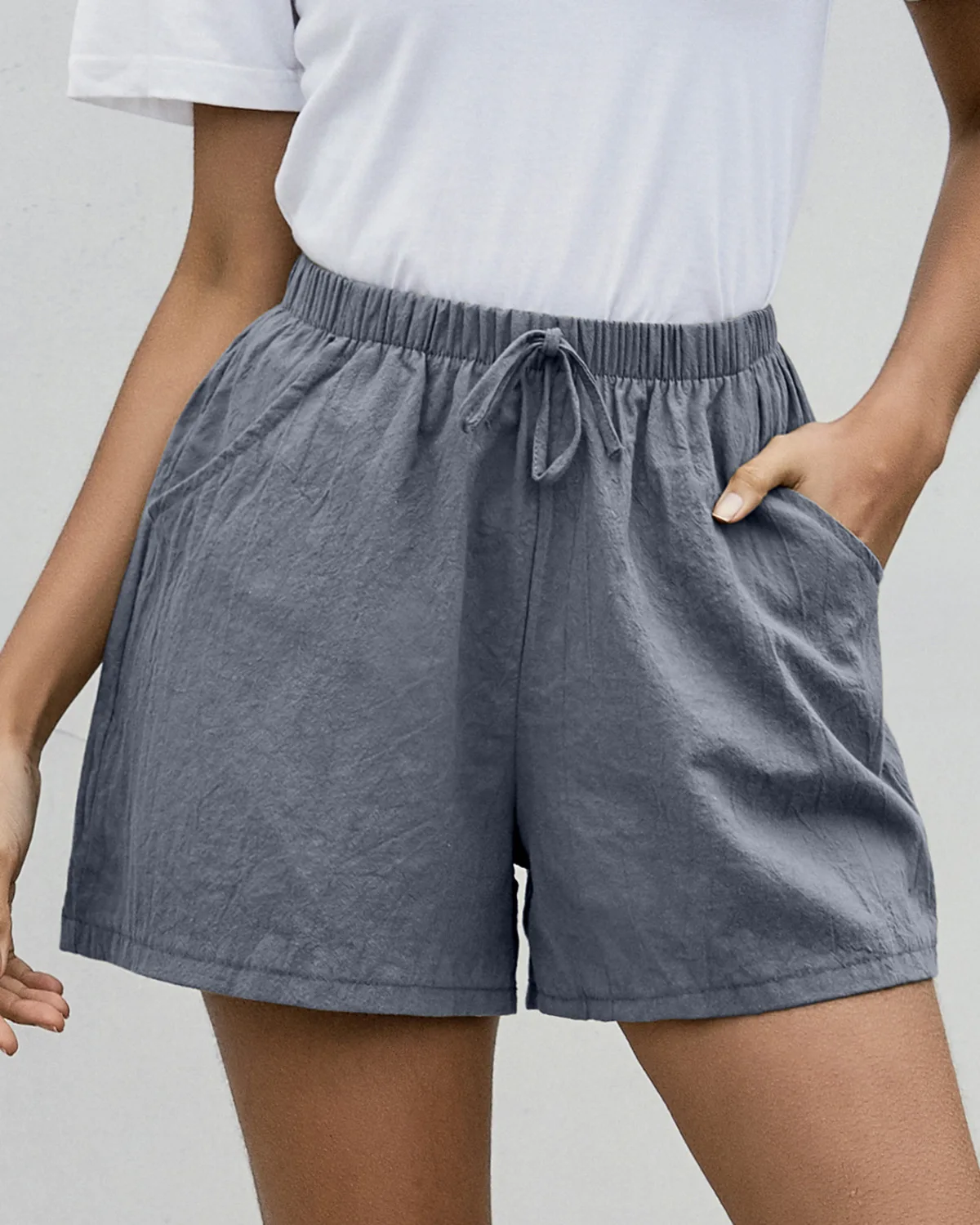 versace jeans couture 2022 Summer Casual High Waist Flax Solid Shorts Elegant Women Wide Leg Loose Cotton Short Pants Bottom Pant Black Trousers paperbag shorts