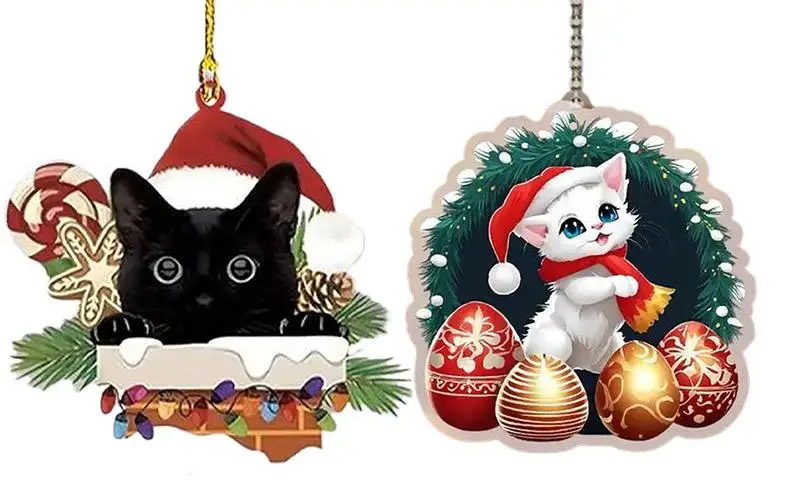 

car Ornament Acrylic Cat Pattern Rearview Mirror Pendant automotive Exquisite Acrylic Christmas Decoration for Car Tree and Wall