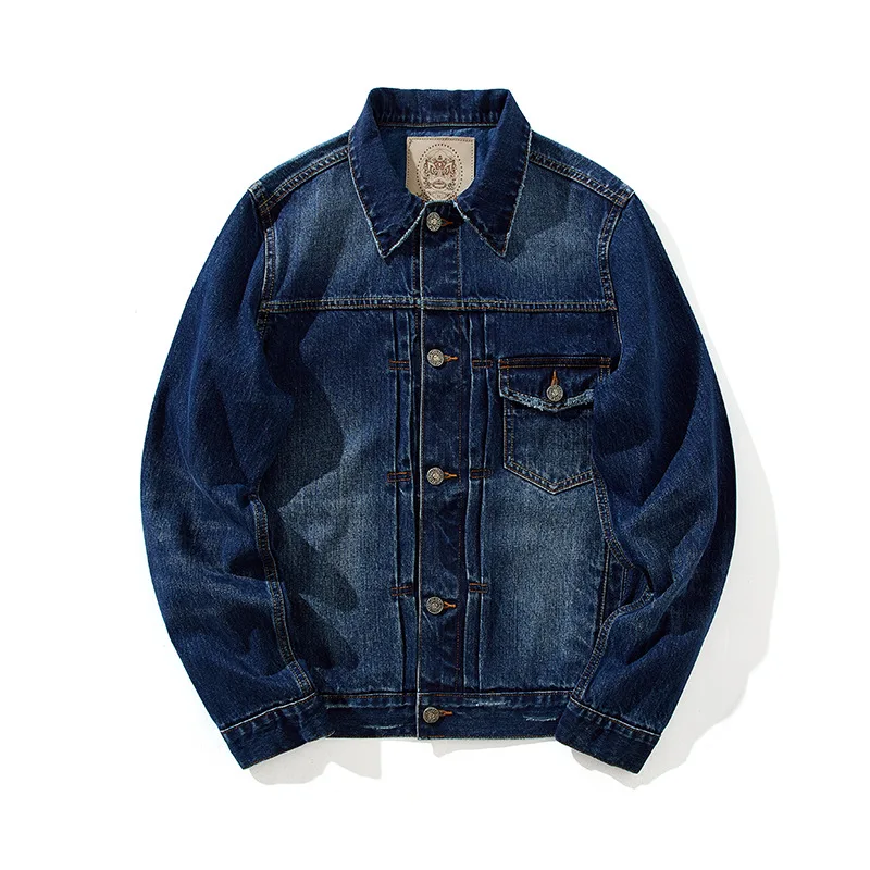 

Men's Washed Denim Jacket Distressed Loose Fit Safari Cowboy Style Vintage Outwear