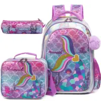 Meetbelify Mermaid Backpack for Girls Backpack with Lunch Box Set for Elementary Student Kids School Bag for Girls Ages 5-8Year 1