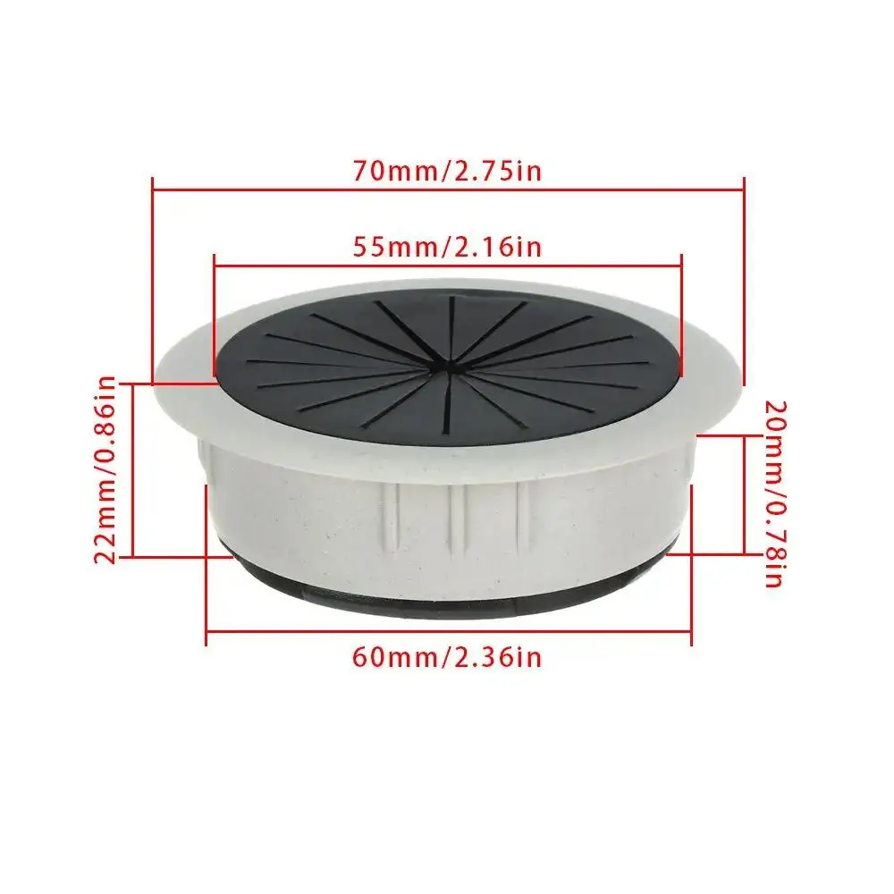 1PC 50/60MM Desk Table Cable Hole Cover PC Computer Desk Round Wire Tidy Grommet Desk Table Cable Fastener Clamp Buckle Line