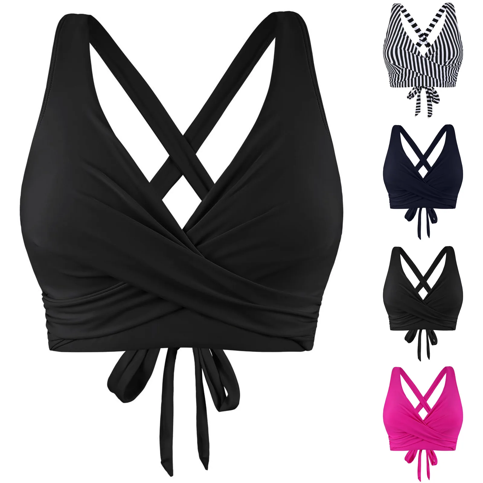 

Women Lace Up Swimwear Tops Underwire Full Coverage Bikini Top Push Up Swim Crop Top Tie Back Matching Men And Women Swimsuits