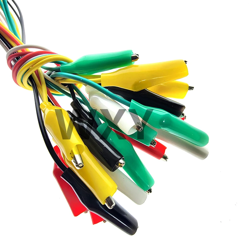 10pcs Color Alligator Clip Electric DIY Small Battery Power Cord Sheath Electric Clamp Double Head Test Clamp.28mm3 5mm45mm 50cm