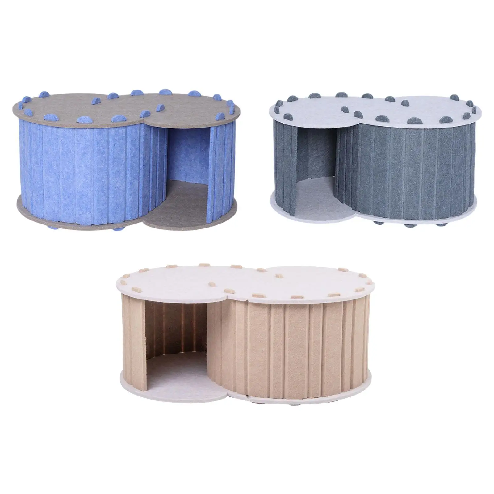 Cat Play Tunnel Bed for 2 Cats Breathable All Season Universal Comfortable Removable Cover Cat Cave with 2 Holes Pet House