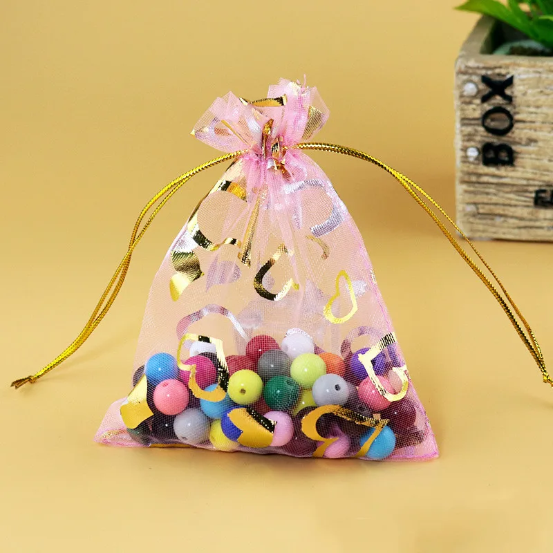 New 100 pcs/lot Organza Bags Wedding Pouches Jewelry Packaging Bags