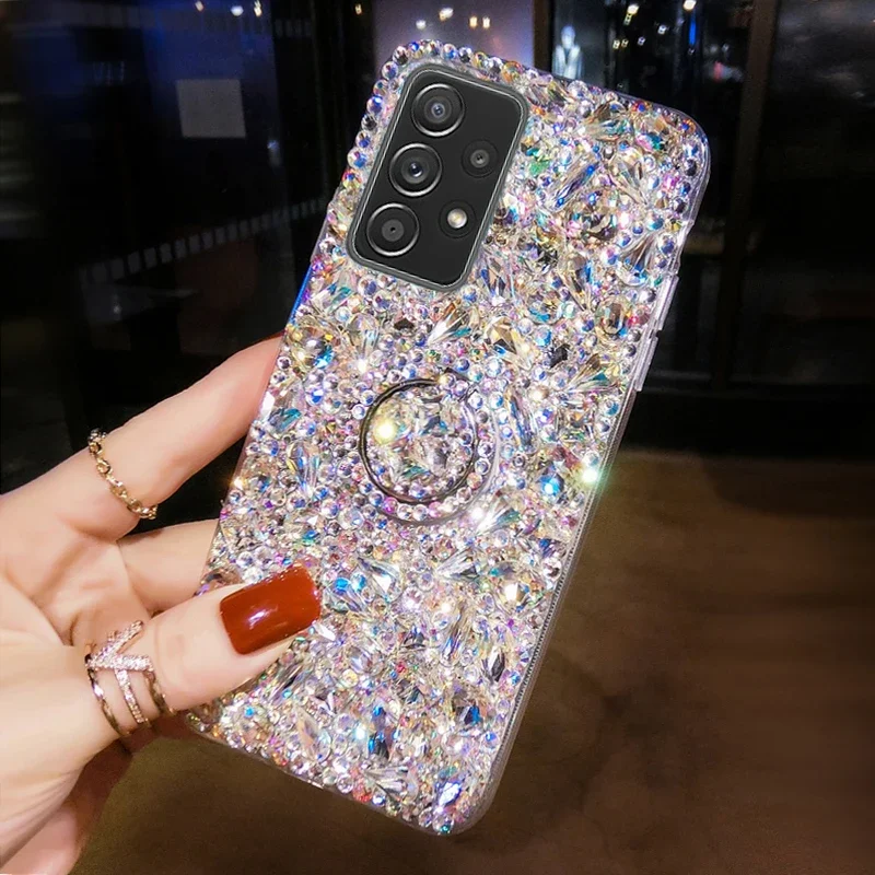 Rhinestone Glitter Case Stand Back Phone Cover for Samsung Galaxy A22 A32 A52 A71 A5 A72 A73 A53 A33 A55 A54