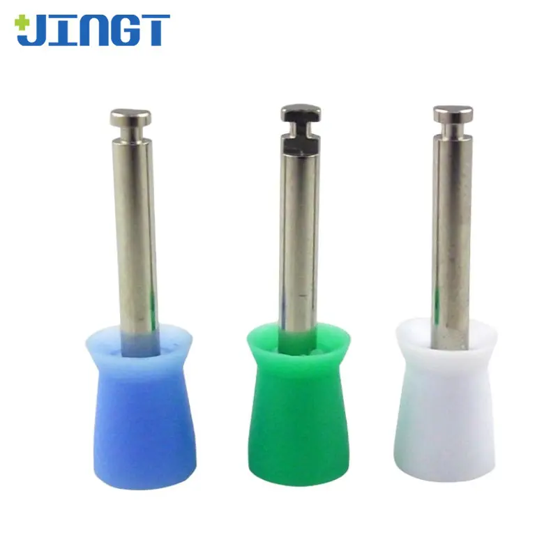 

JINGT 100pcs Dental Polishing Cup Silicone Color Flat Head Porcelain Teeth Cleaning Oral Grinding Tooth Colored