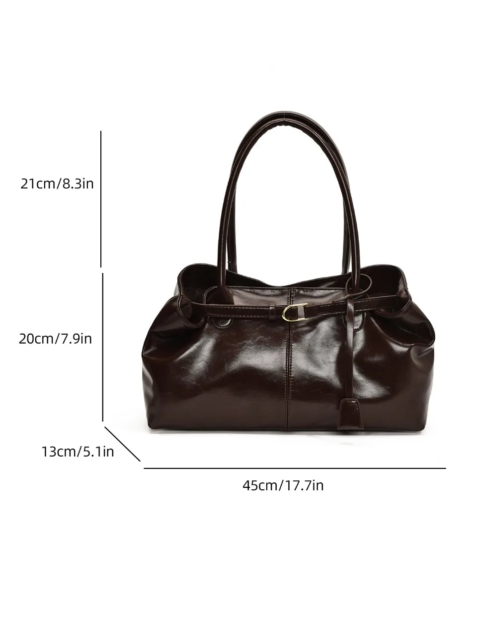Borsa hobo in pelle PU olio Borsa a tracolla slouchy Borsa retrò con manico superiore Borse da lavoro grandi per donne Gilrls Tote Lavoro Shopping Viaggi - immagine 5