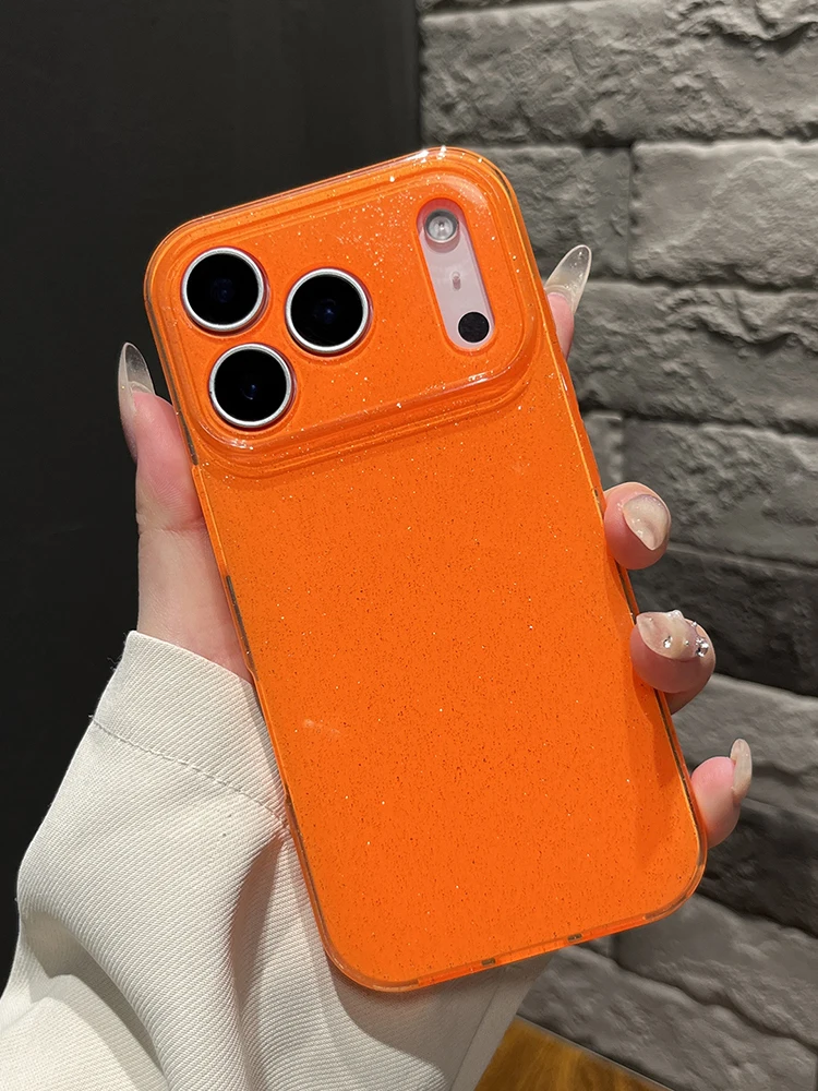Ins Popular Style Cosmic Orange Glitter Phone Case For iPhone 17