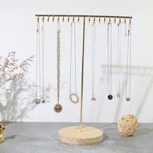 

Jewelry Holder Necklace Bracelet Pendant Gold Jewelry Display Stand Ring Jewelry Organizer Storage Wooden Base Store Decoration