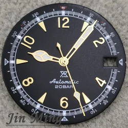 Premium Multicolor Date Watch Dial with Green Luminous Finish - Matte 28.5mm (Black Gold B)