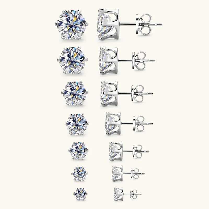 Morfetto Moissanite Orecchini con perno 1ct brillante taglio rotondo D colore VVS1 Chiarezza Lab Creato orecchini di diamanti Piccolo Sterling Argento Moissanite Orecchini con perno