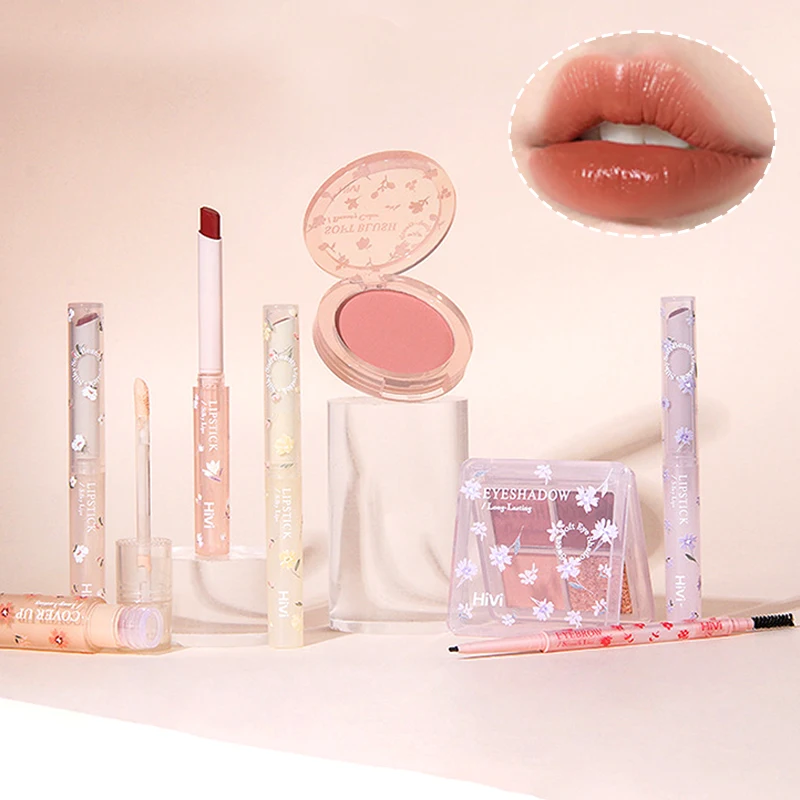 Hivi Flower makeup set Gift box Velvet lip glaze lipstick 8-piece holiday gift for girlfriend's wife 4