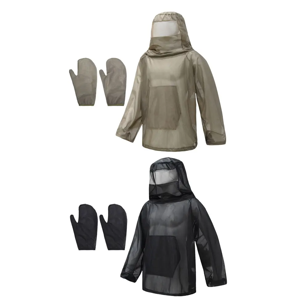 야외 캠핑/하이킹 애호가를 위한 야외 캠핑 허니 티 후드 마스크와 장갑이 포함된 통기성 벌 방지 메쉬