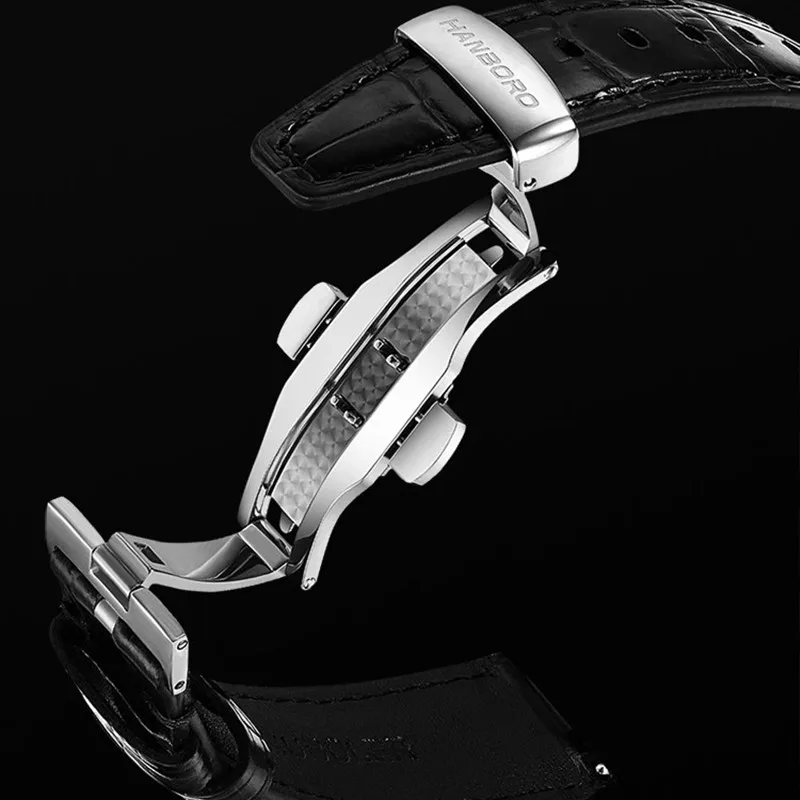 Relogio Masculino HANBORO Mechanical Skeleton Watch for Men Brand Luxury Automatic Wrist Watch 50M Waterproof 2024 Reloj Hombre