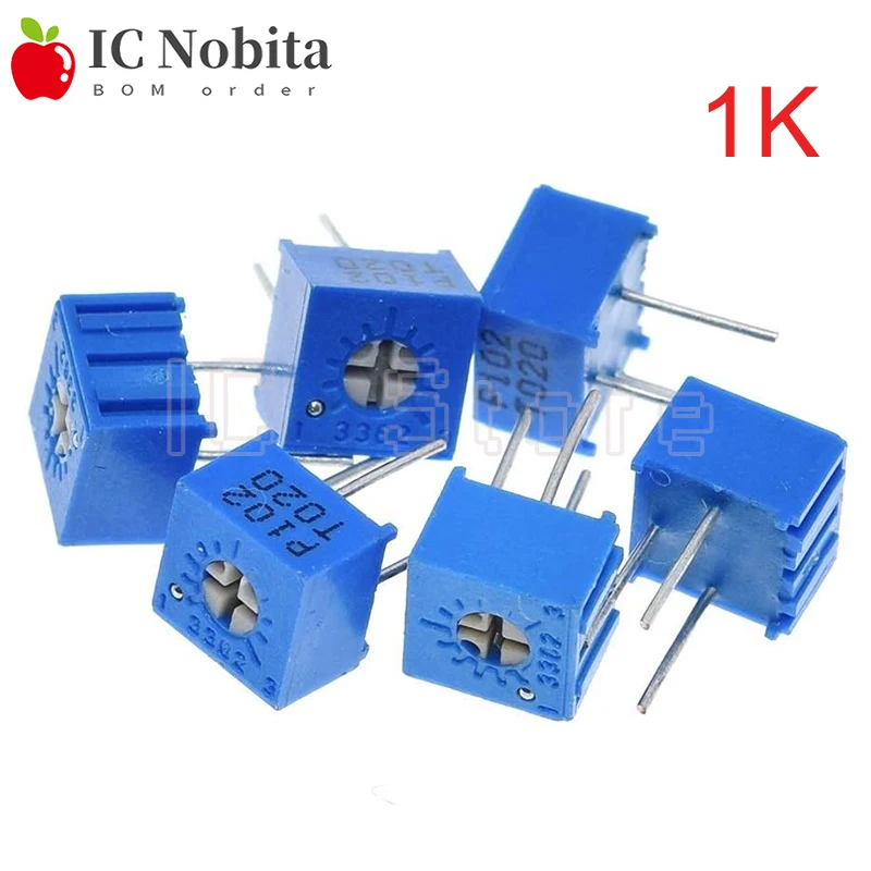 1000PCS 3362P 102 Single Turn Precision Adjustable Resistor 1K Trimpo Trimmer Potentiometer