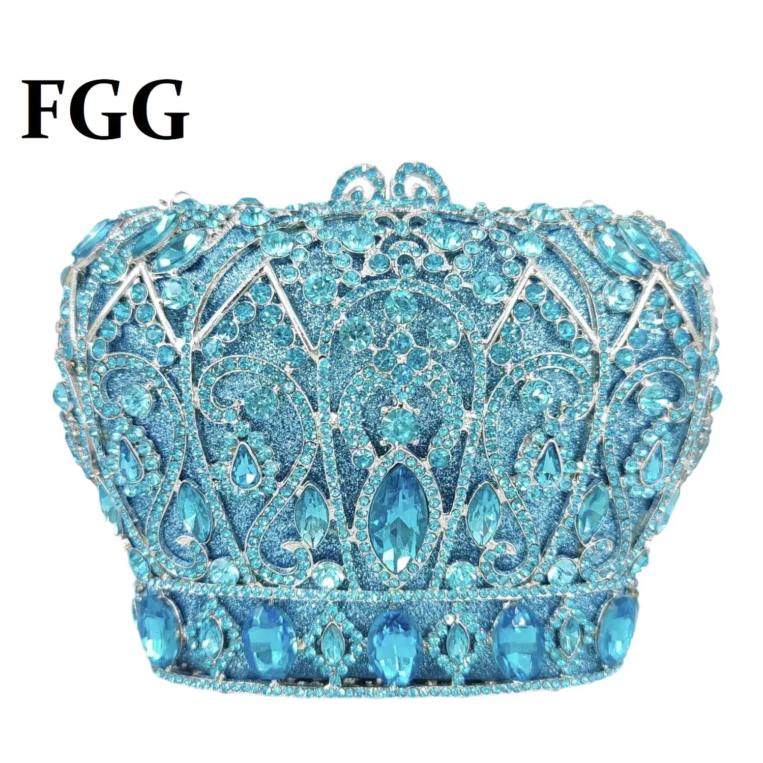 

Bouotique De FGG Mini Crown Women Crystal Clutch Evening Bags Bridal Rhinestone Handbag Wedding Party Minaudiere Purse