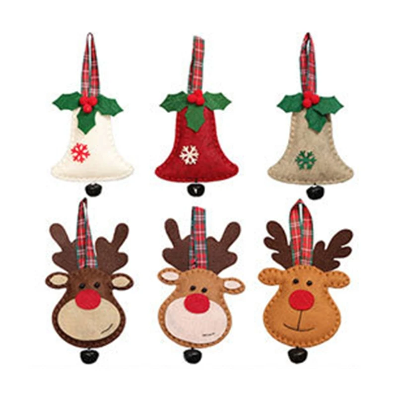 

6pcs Mini Christmas Tree Pendants Decoration Xmas Deer Elk Hanging Ornament