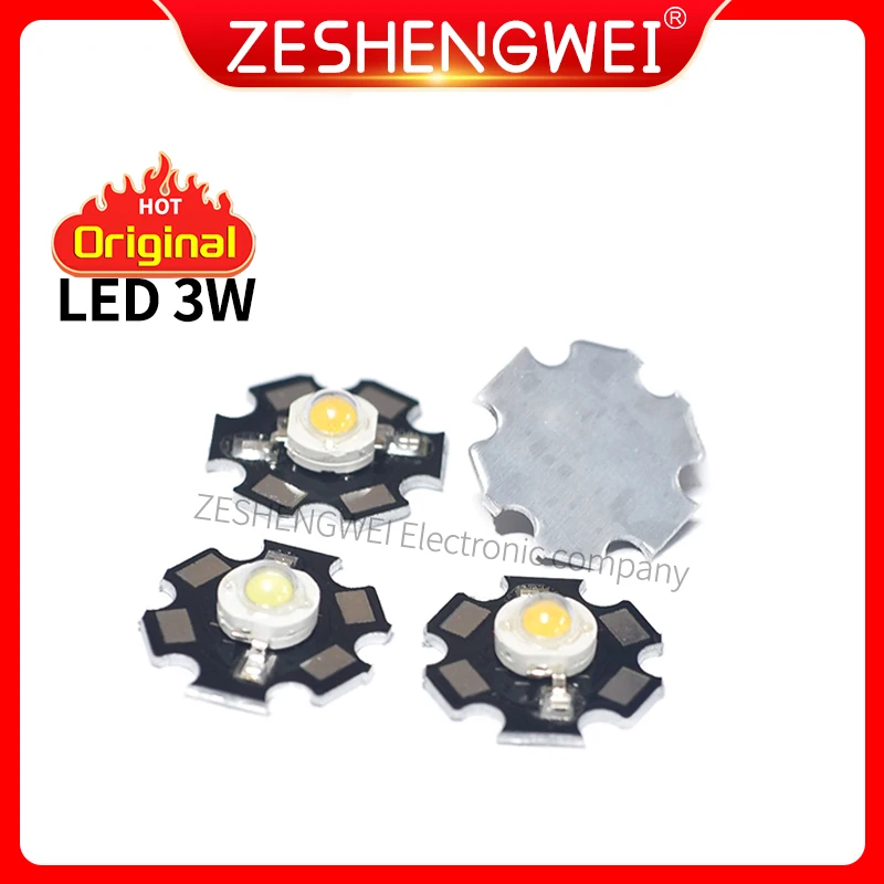 

2Pcs 3W LED Lamp Bead With Aluminum Plate Highlighting High-power LED Light-emitting Diode Red White Yellow Green BlueBlack Star