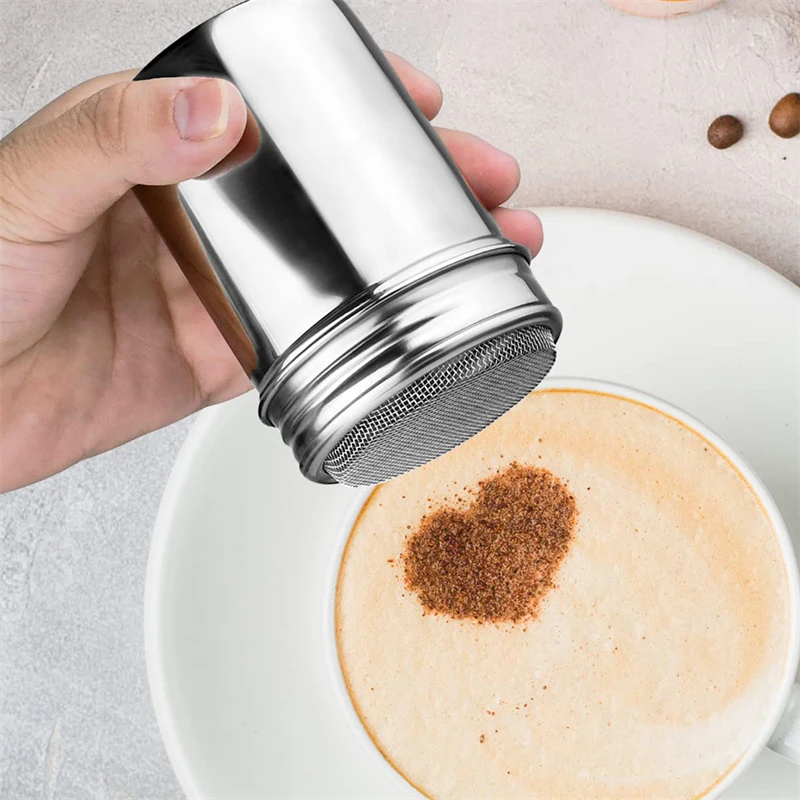 Stainless Steel Powder Sugar Shaker Duster with Lid, Fine Mesh Shaker Powder Cans for baking soda Cocoa Cornstarch Coffee Flour