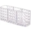 Drill pattern three compartments makeup brush organizer acrylic transparent pencil holder desktop eyebrow pencil lipstick storag 5