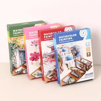 Kit acquerello artistico Bview Art: vernici solide da 12 vaschette con cartella espandibile in carta Kraft, forniture compatte per pittura da viaggio