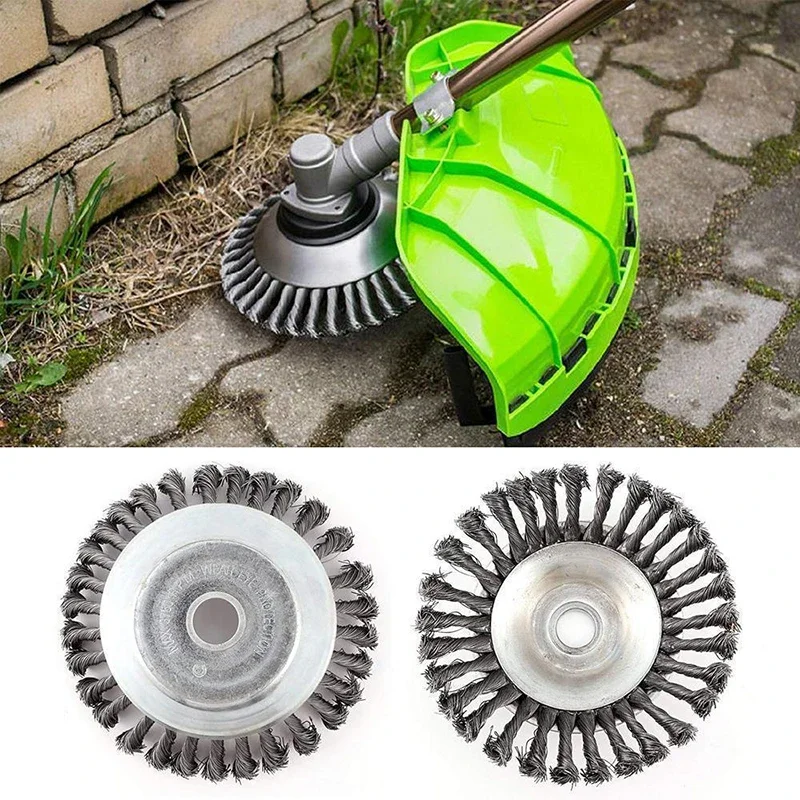 Steel Wire Wheel Garden Weed Brush Lawn Mower Grass Eater Trimmer Brush Cutter Tools Garden Grass Trimmer Head Weed Brush 3