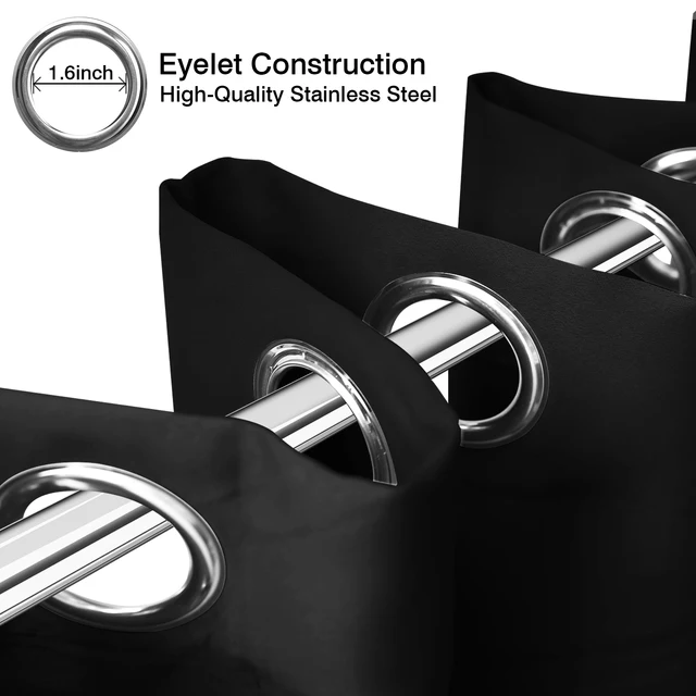 1/2PC Eyelet tende oscuranti pannello per tendaggi con isolamento termico a luce Super morbida per camera da letto soggiorno finestra per ufficio grigio nero 3