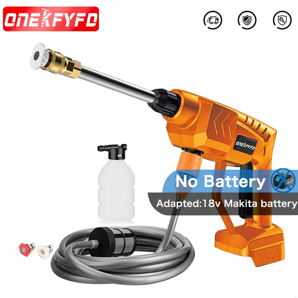 Mini High Pressure Auto Car Washer Spray Cordless Rechargeable Garden Wash Gun Electric Water Gun For Makita 18V Without Battery 30bar 10000mah cordless electric high pressure washer rechargeable auto car washing spray gun water gun for makita 18v battery