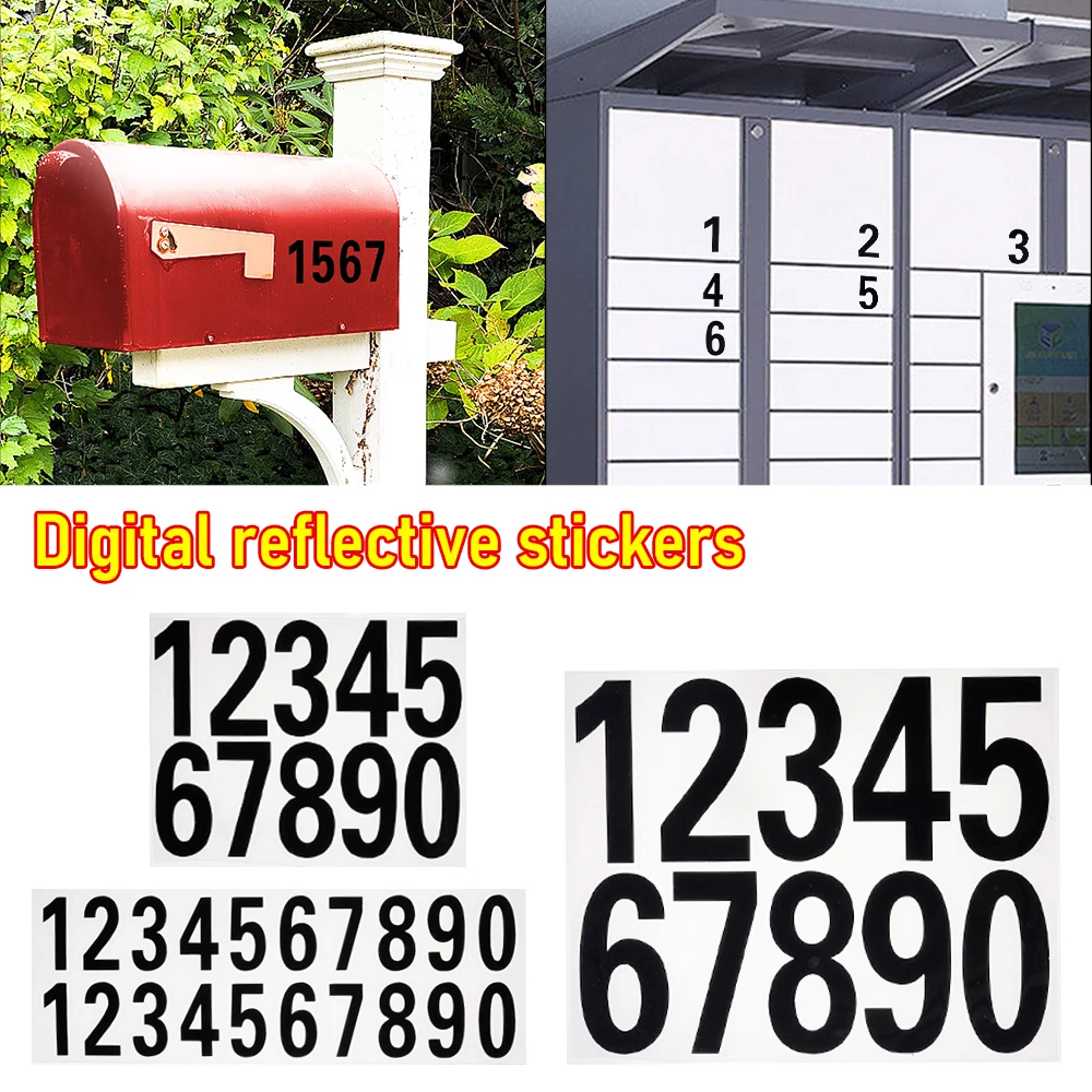 Car or House Door Street Address Mailbox Number Digits Numeral Car Room Gate Vinyl Decal Reflective Stickers White Black Sticker