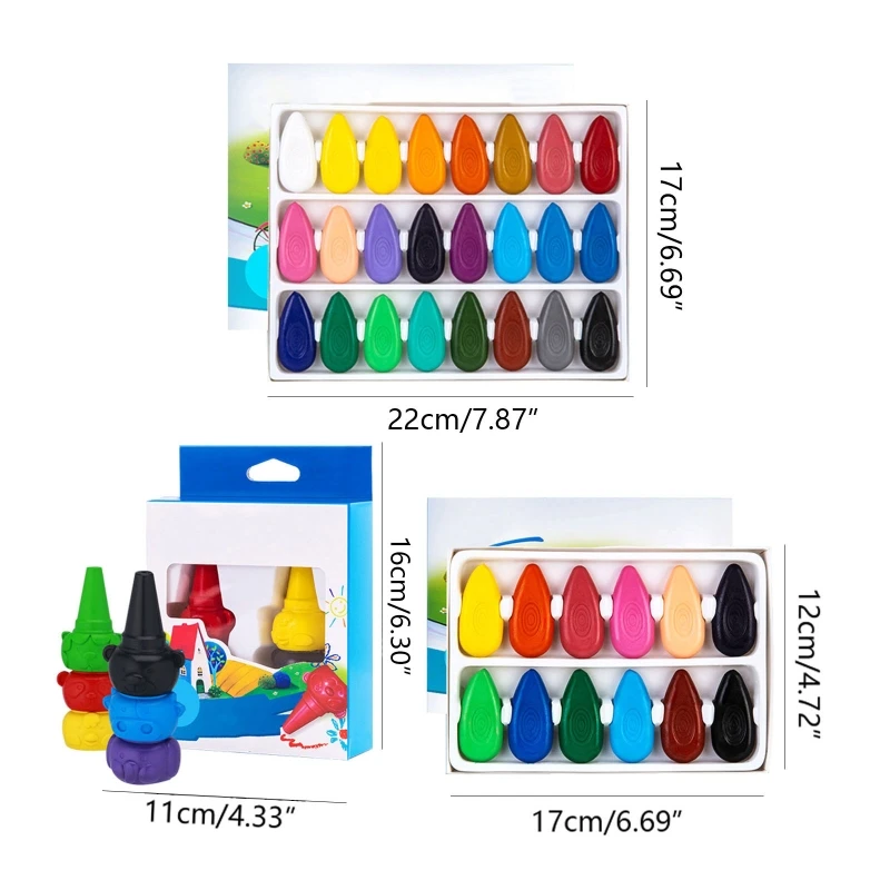 12/24 Colors Wax Crayons Drop Shaped Palm Grip Crayons for Kids Washable  Safe Painting Drawing Tool School Student Art Supplies - AliExpress