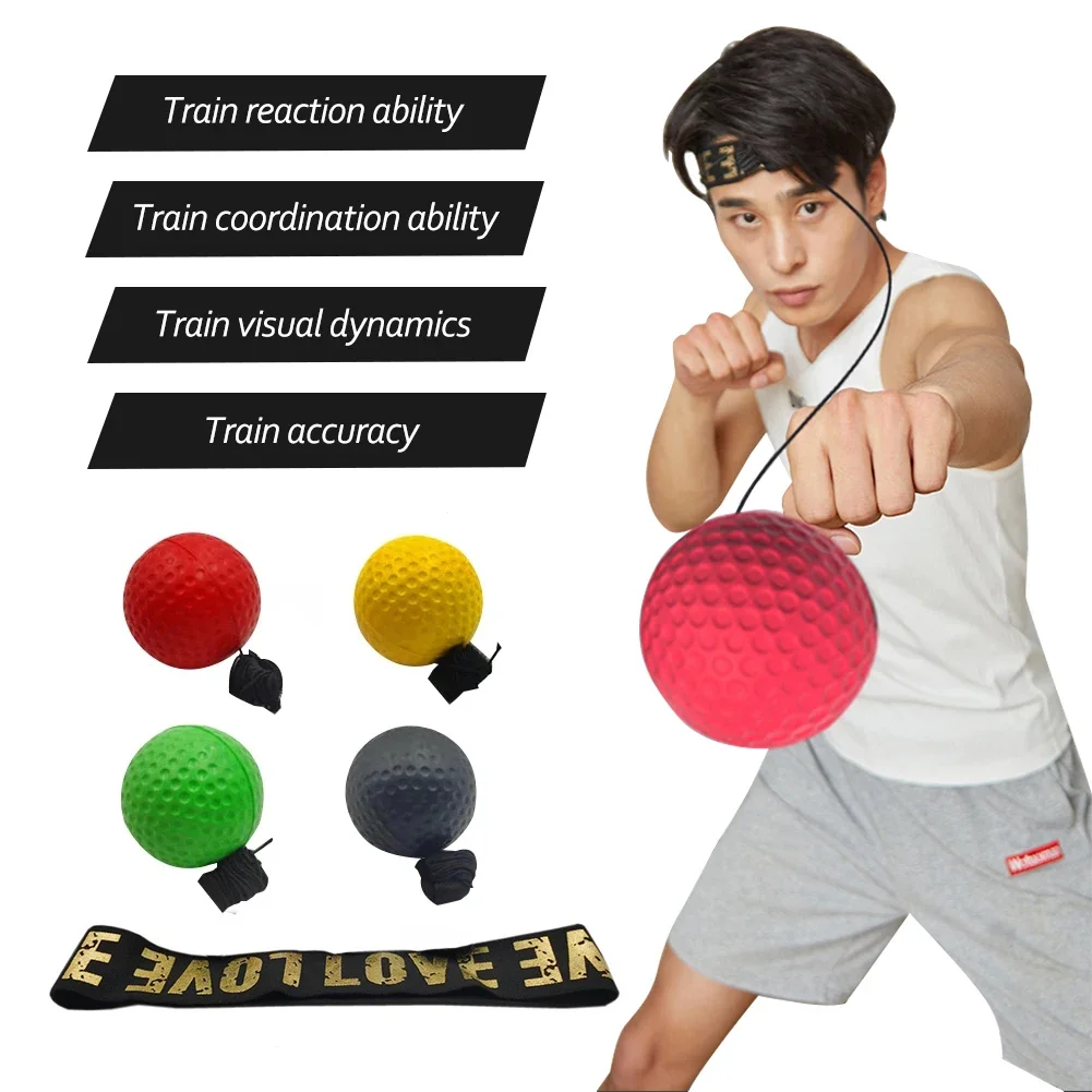 Head-mounted PU Punch Ball Boxing Training Ball Improve Speed with Adjustable Headband Ultimate Reflex Boxing MMA Gear