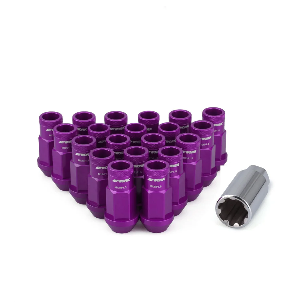 

Style Lug Nuts Work 20PCS Anti-Theft 7075 Forged Aluminum Alloy Wheel Lock Nuts Length 50mm M12*1.5 M12*1.25 Hex 19mm Aftermarke