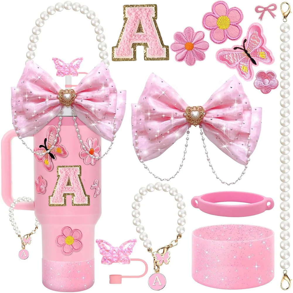 Pink 12pcs 30oz 40oz Tumbler Cup Accessories Set.