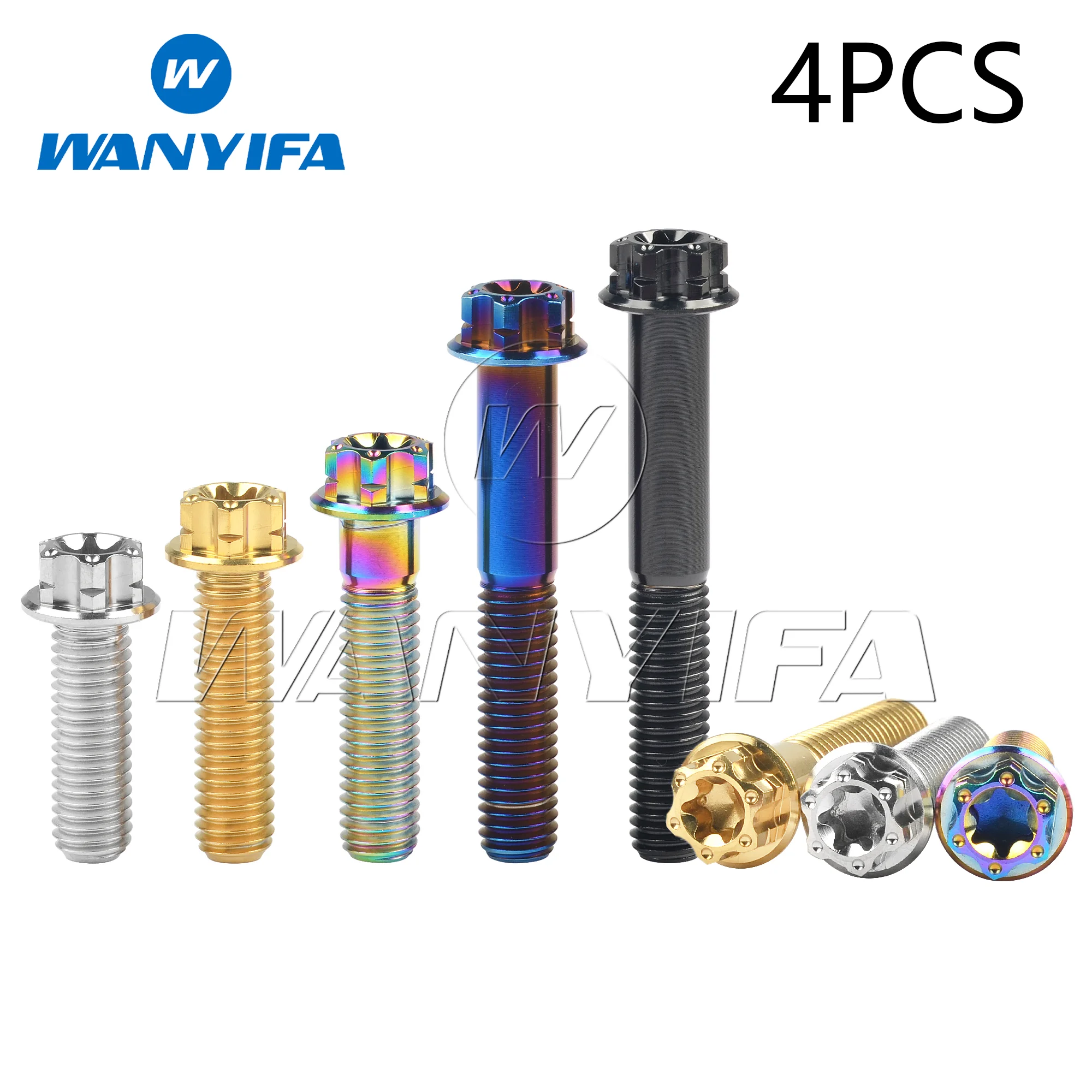 Wanyifa-parafusos de Titânio para Motocicleta Parafusos de Cabeça T50 Flange Pequena Torx Peças Acessórias para Motocicletas M10x1590 mm Pitch 1.25 1.5 mm Peças