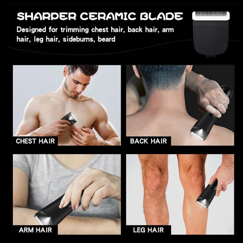 Hair Trimmer Men's Body Hair Trimmer with Light Electric Ball Public Grooming Includes 2 Protective Guards Ceramic Blade Head