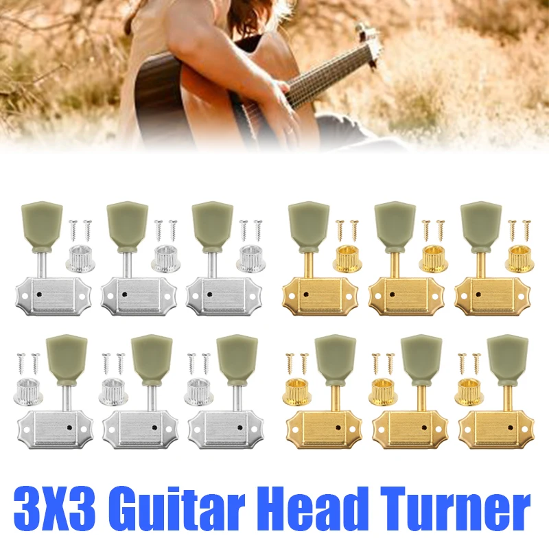 

Mayitr 6pcs Gold/Silver Guitar Machine Head Tuner String Tuning Pegs Keys Durable Steel Left+Right Guitar Tuners