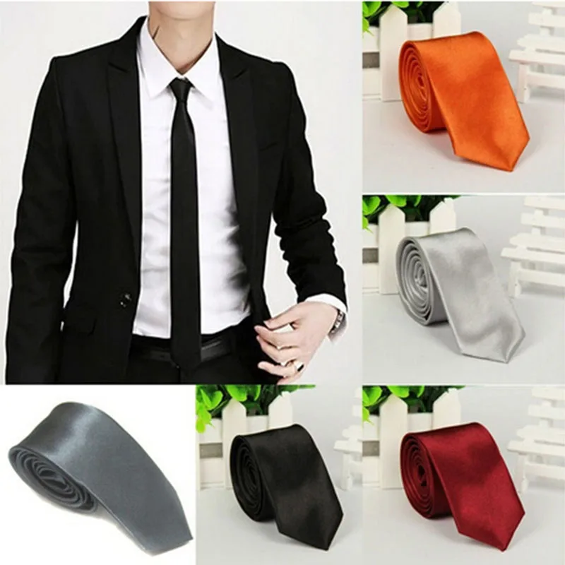 

5 Colors Casual Slim Plain Mens Solid Color Heigh Quality Skinny Neck Party Wedding Tie Silk Necktie 1pc