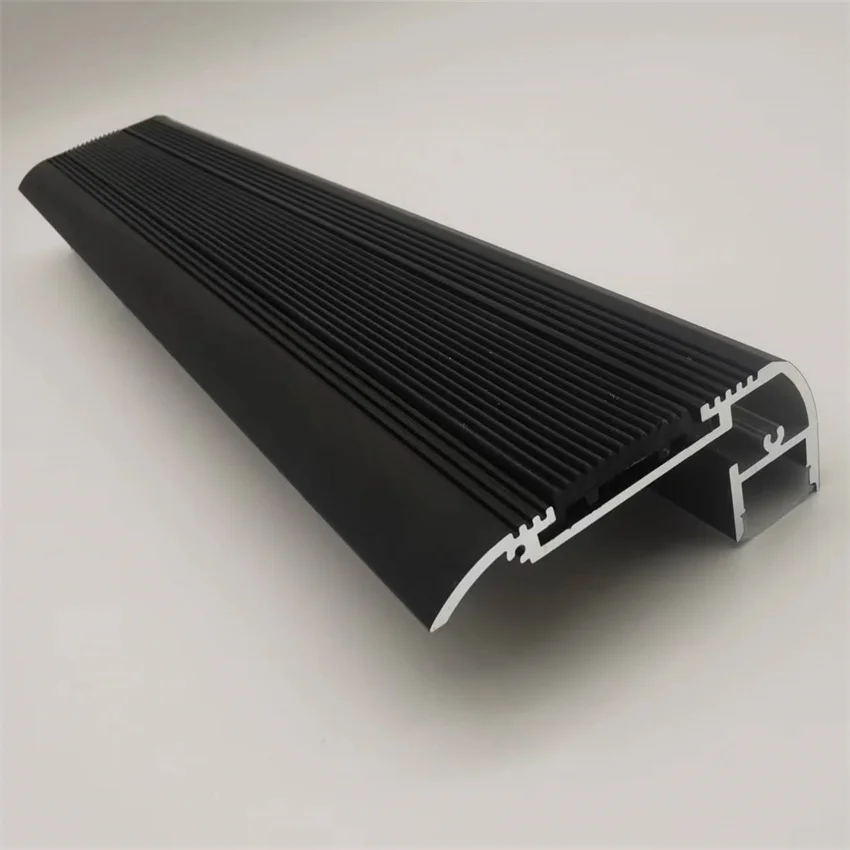 1m/pcs silver and Black Anodized Staircase LED Nosing Profiles Aluminium Extrusion for Cinema Theatre Step Light Stairs Profile 1m pcs wholesale cinema school theater nosing staircase aluminum led channel silver anodized plaster aluminum led stair profiles