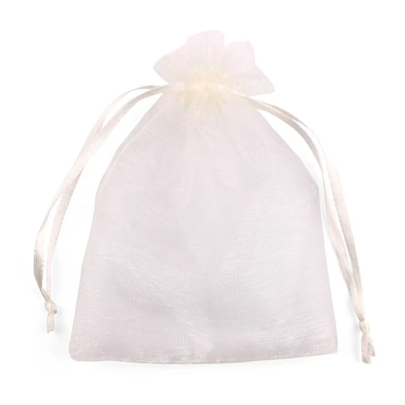 Solid Color Organza Gift Bags - Mesh Tulle Fabric Pouches for Weddings and Events (50/100pcs)