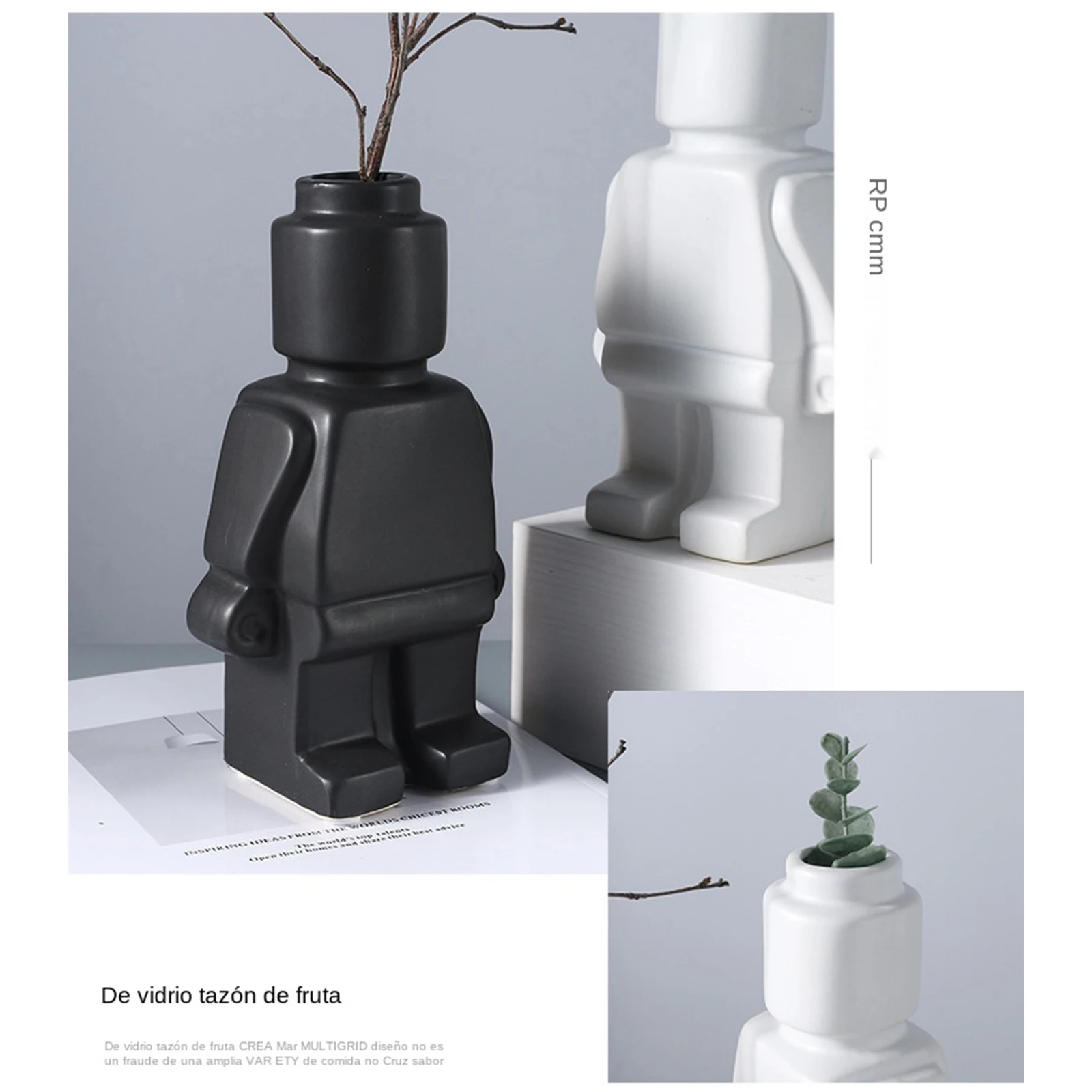 Flower Vase European Resin Statue Creativity Block Man TV Cabinet Desktop Flower Vase Home Decoration Accessories