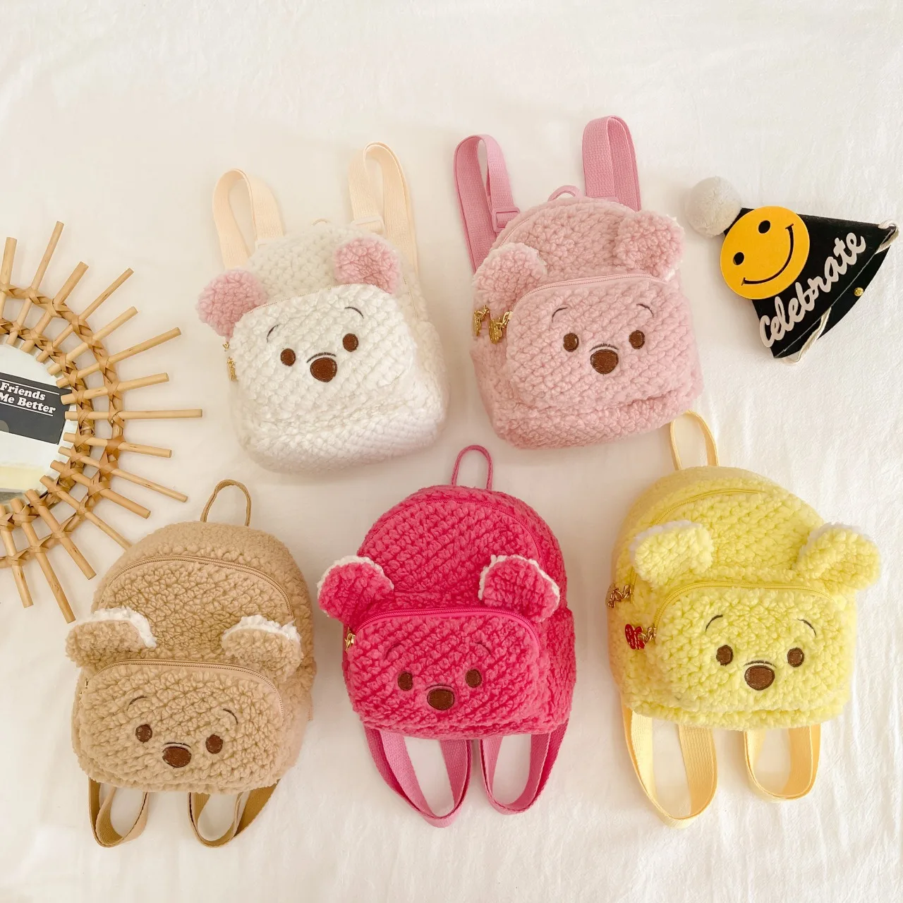 Little Woolen Eared Rabbit Children\'s Holiday Backpack Plush Toy Kindergarten Bag Cute Coin Purse Children Birthday Gifts