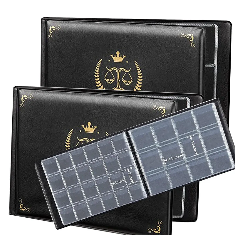 Black PVC Coin Collection Book with Large and Small Grids