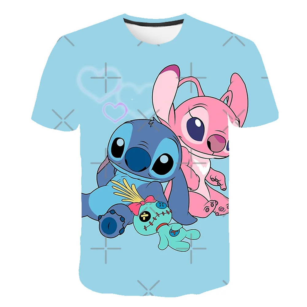 

2023 Girls Boys New Stitch T-Shirts Summer Short Sleeve Kids Printing Cartoon T Shirts 1-14 Years Old Casual Tops Tees Costumes