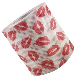 Printed Toilet Paper Lip Pattern Tissue Fashion Napkin (White and Red)