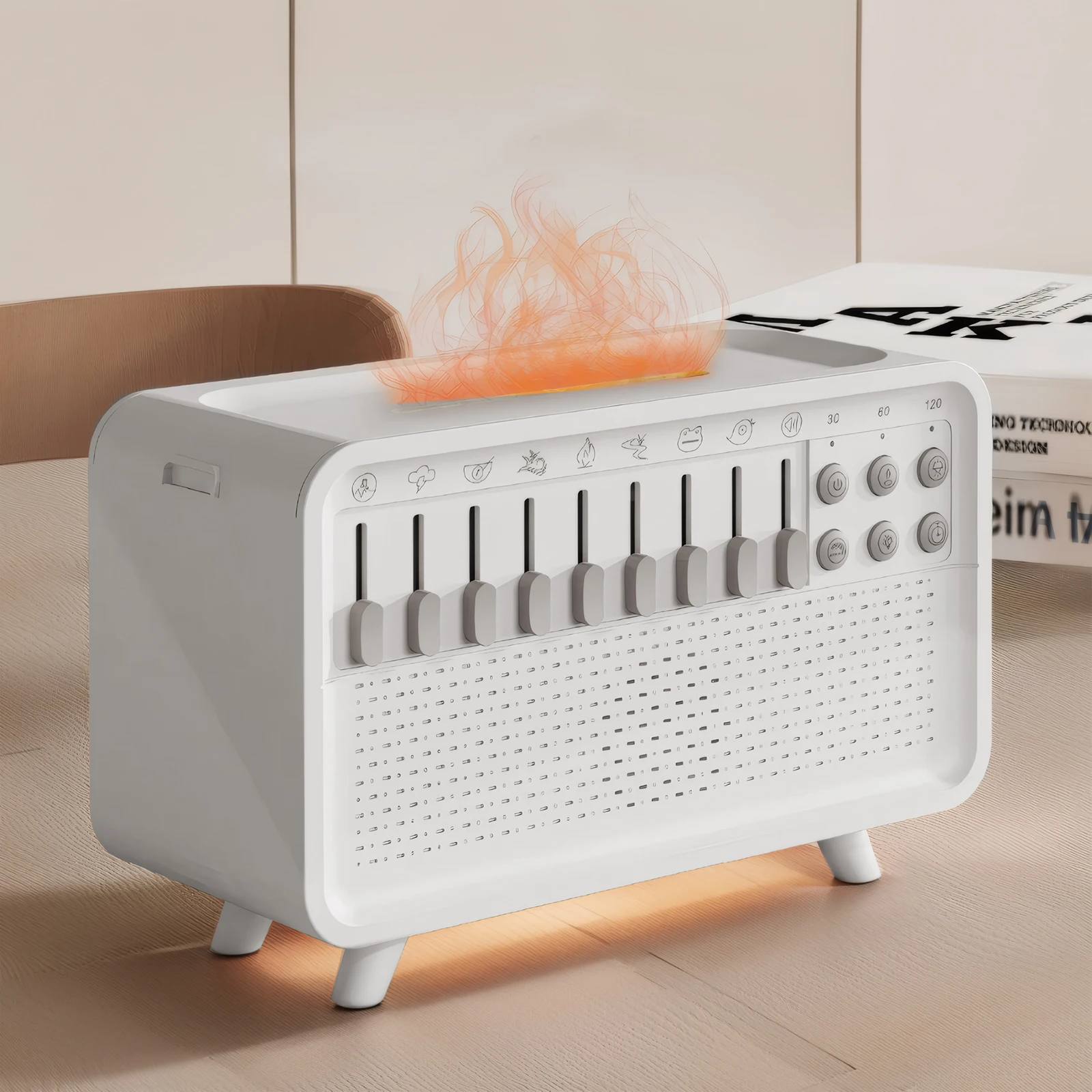 LED 백색소음 스피커 충전식 수면 사운드 머신 무수 자동꺼짐 휴대용 BT 스피커 (침실, 거실, 침대 옆용)